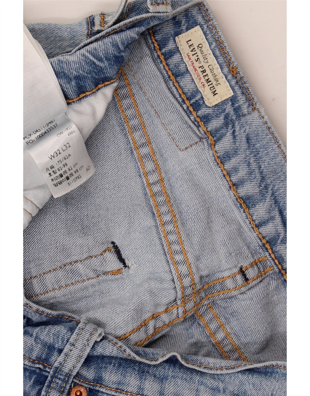 Jeans dritti invecchiati da uomo Levi's W32 L32 in cotone blu