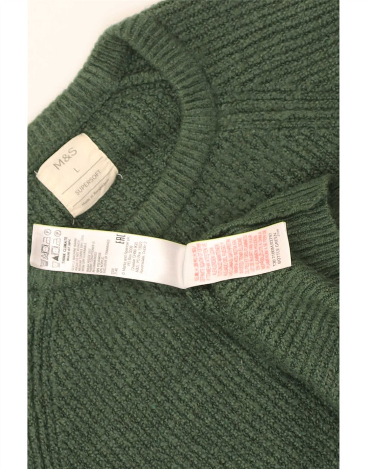 Maglione maglione girocollo da uomo Marks & Spencer grande verde in poliammide