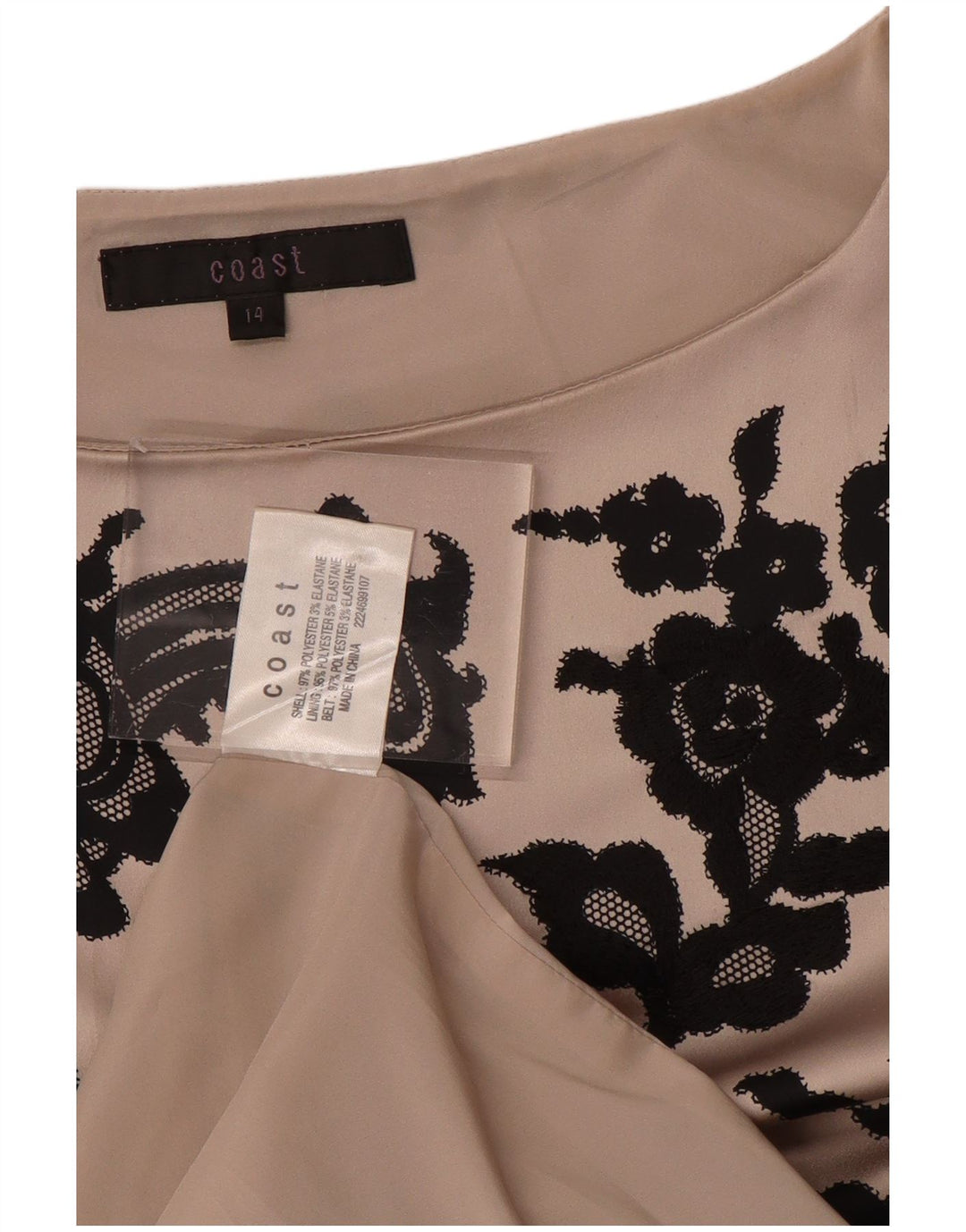 Abito tubino senza maniche da donna COAST UK 14 Poliestere floreale grigio medio