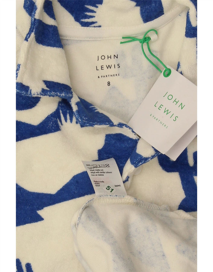 Camicia a maniche corte da bambino con motivo astratto John Lewis 7-8 anni in cotone bianco