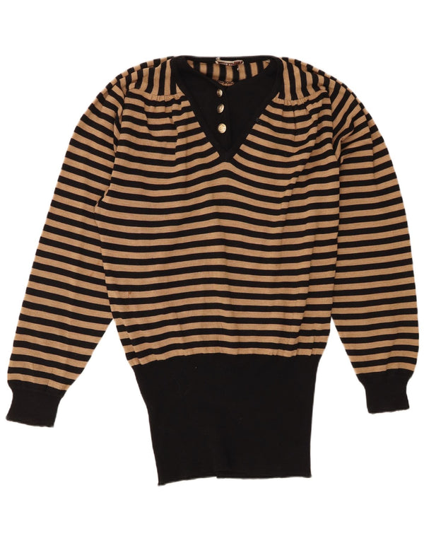 Maglione da donna con scollo a barca Mila Schon UK 16 a righe nere grandi