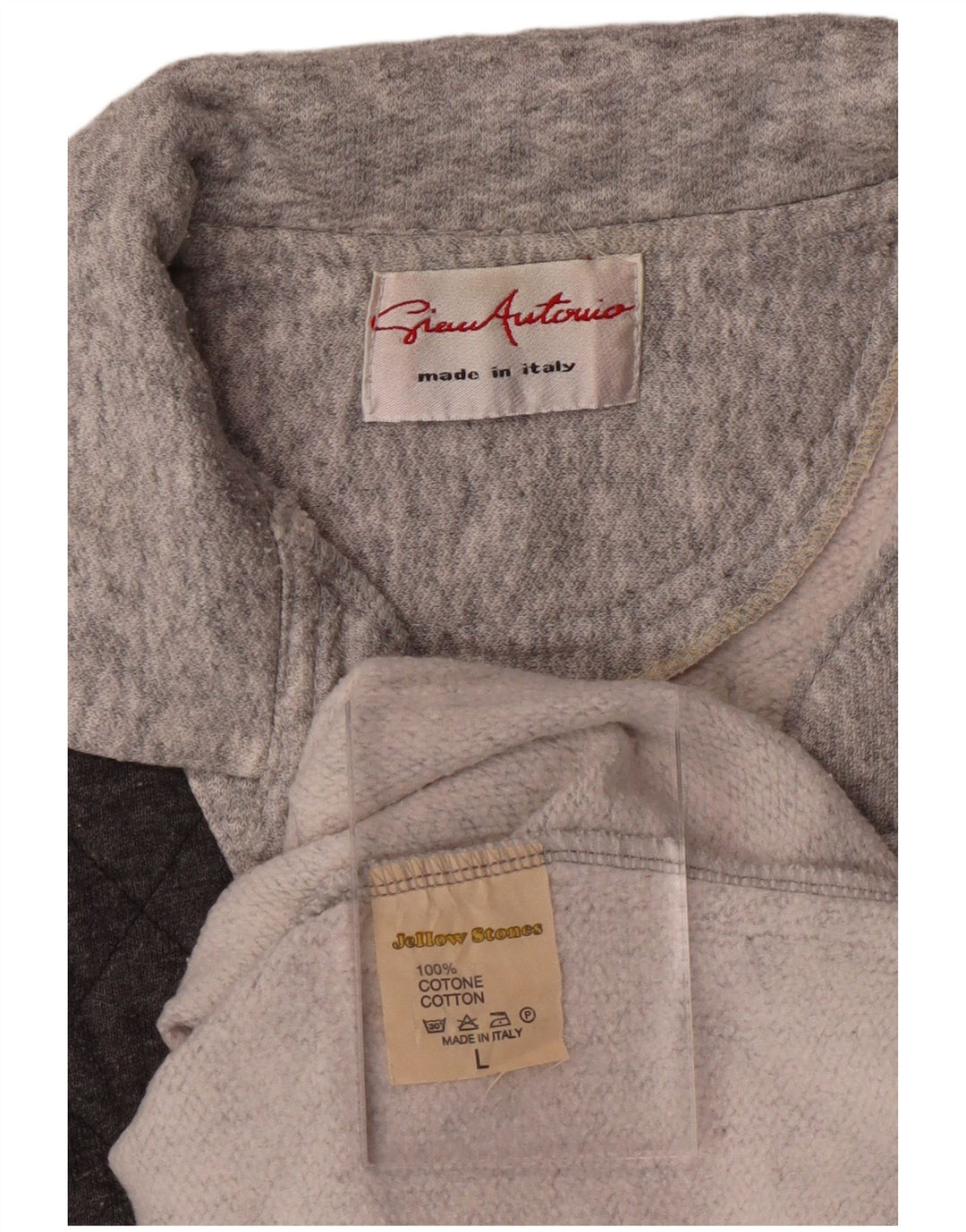 VINTAGE Felpa da uomo con collo alto Maglione grande in cotone color block grigio