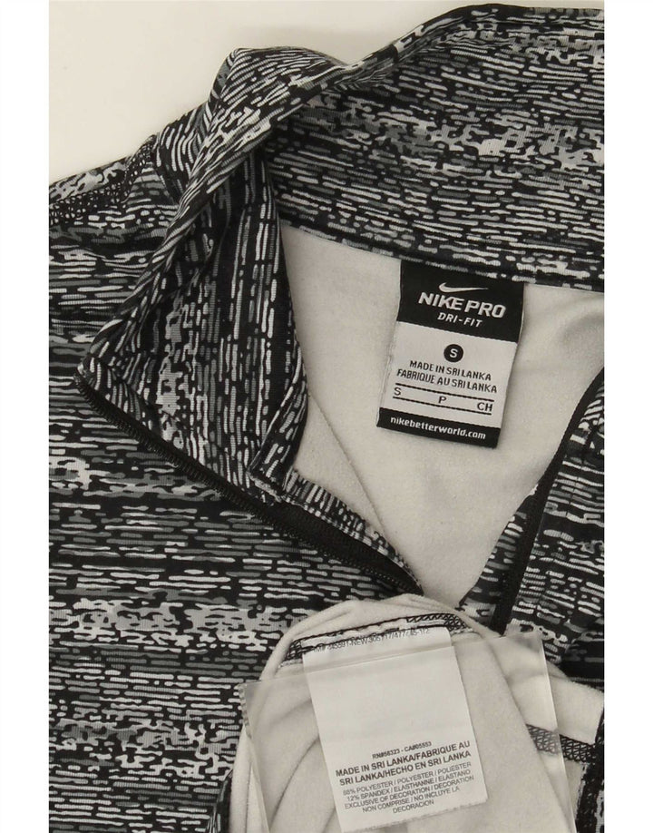 Maglia Nike da uomo con zip e collo a maniche lunghe, piccola, in poliestere chiazzato grigio
