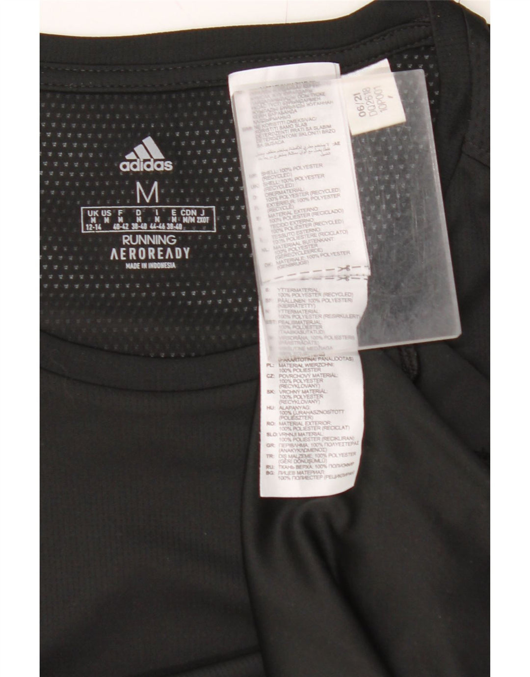 T-shirt ADIDAS Aeroready da donna UK 12/14 poliestere nero medio