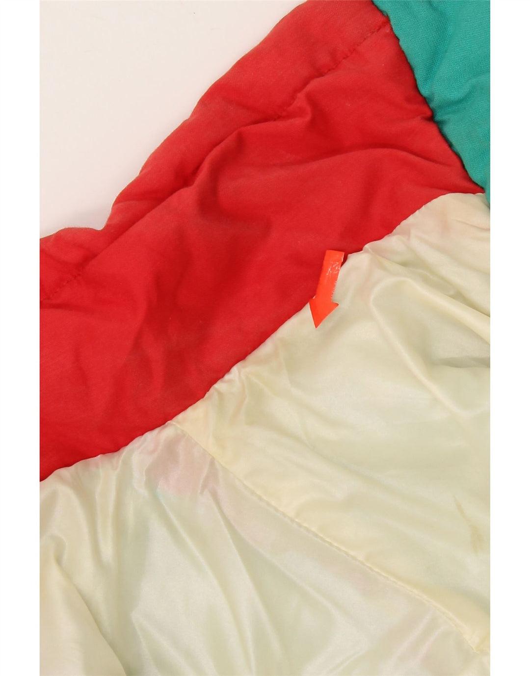 Giacca imbottita con cappuccio da donna vintage IT 42 Colorblock medio multicolore
