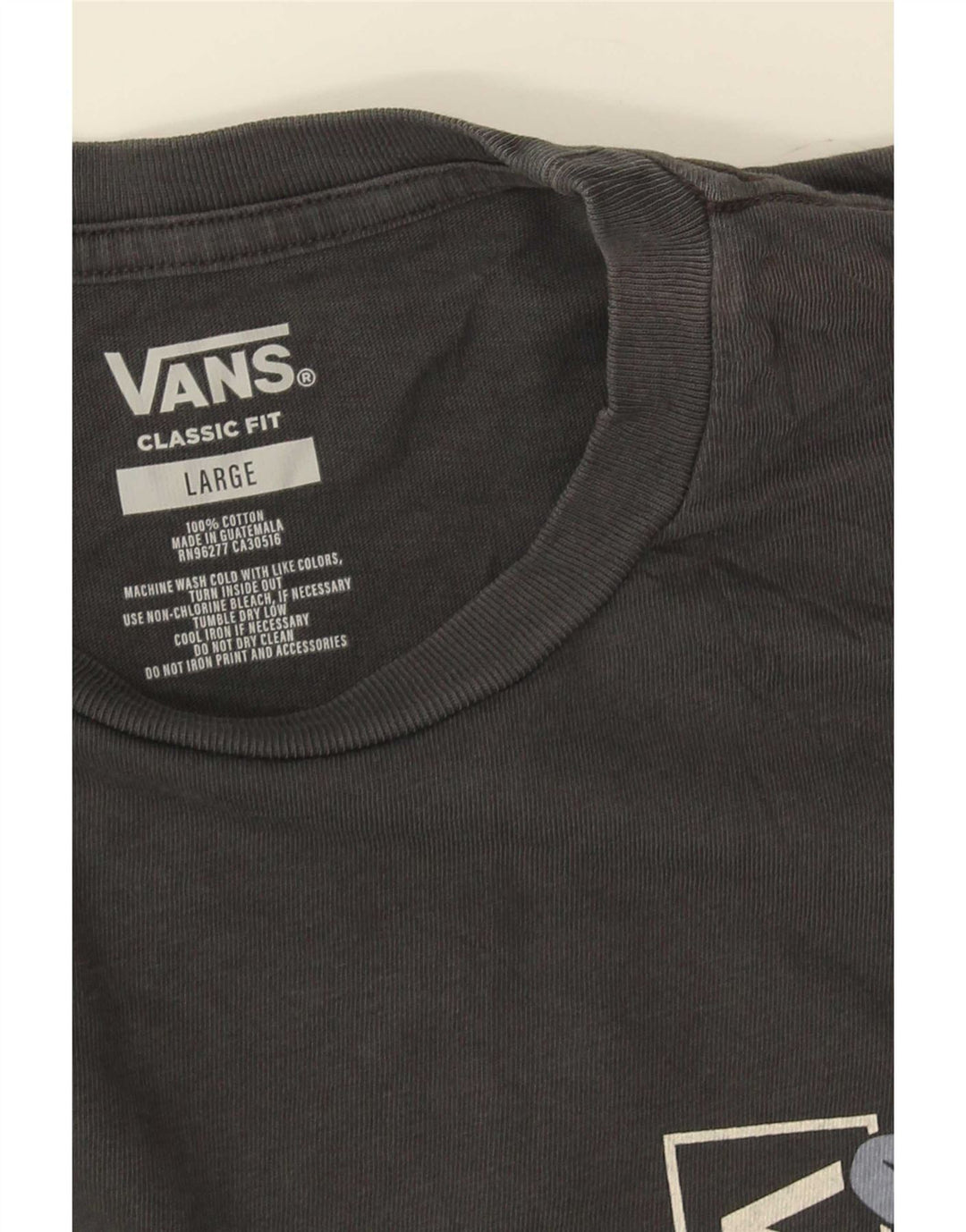 T-shirt grafica da uomo con vestibilità classica Vans, taglia grande, in cotone grigio