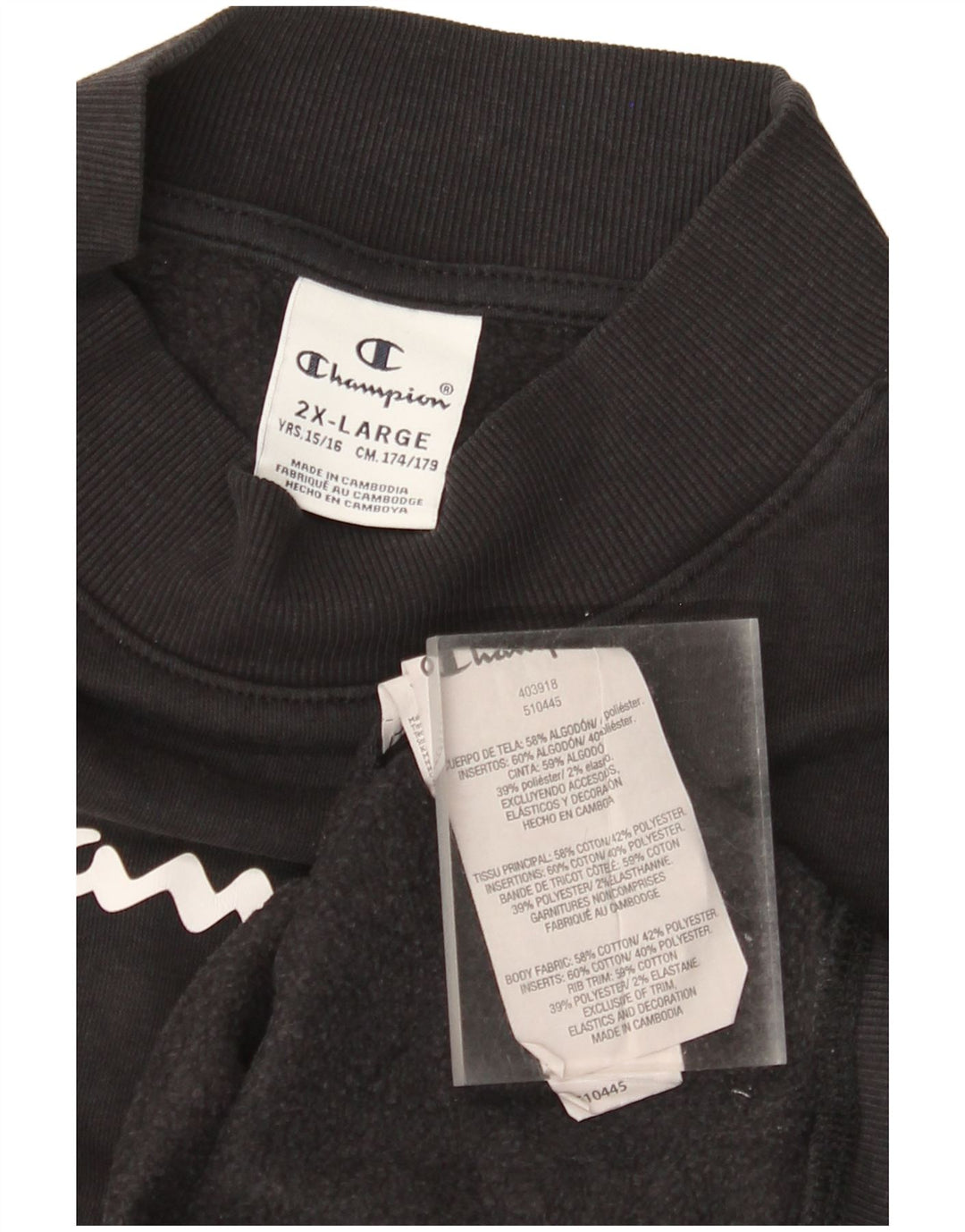 Felpa con grafica CHAMPION per ragazzi 15-16 anni 2XL cotone nero