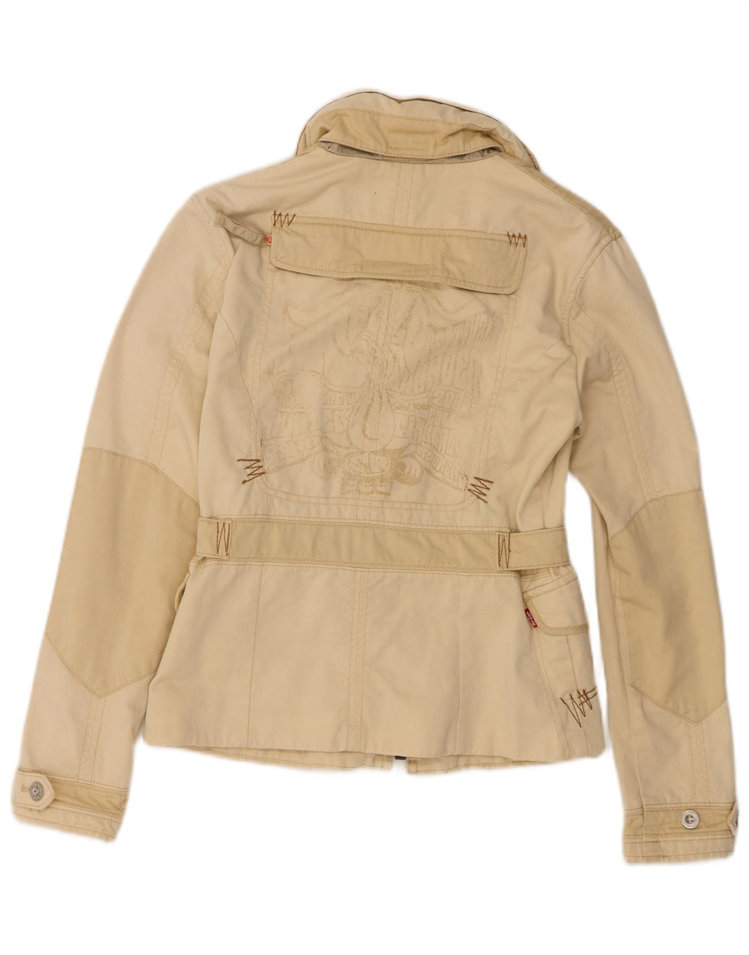 Giacca pratica con cappuccio grafica da donna Levi's UK 10 piccola in cotone beige