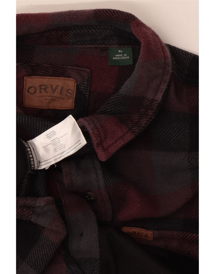 Camicia da uomo in flanella Orvis XL in cotone a quadri multicolore