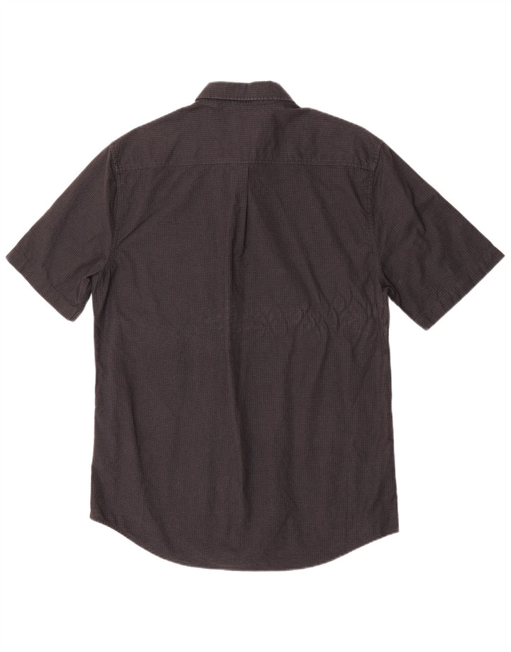 Camicia a maniche corte da uomo Superdry in cotone a quadri neri grandi