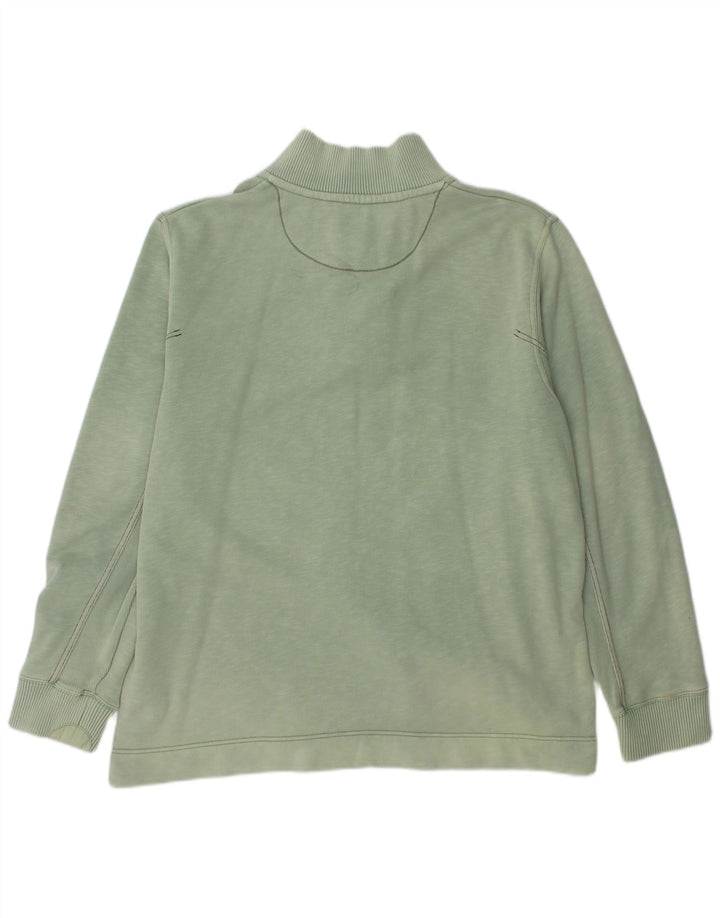 FAT FACE Mens Button Neck Sweatshirt Jumper Large Green Cotton