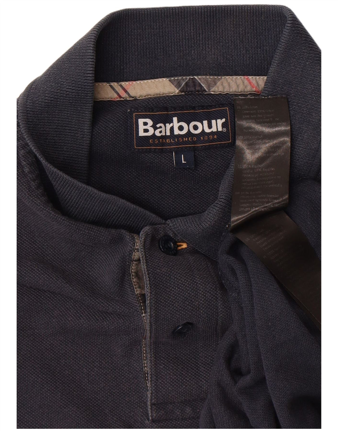 Polo da uomo Barbour grande in cotone blu navy