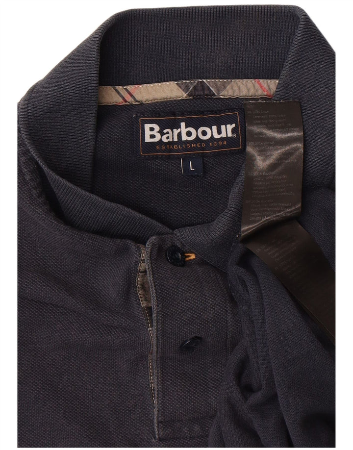 Polo da uomo Barbour grande in cotone blu navy