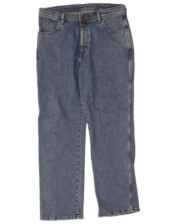 Jeans dritti da uomo Wrangler vestibilità regolare W34 L30 cotone blu