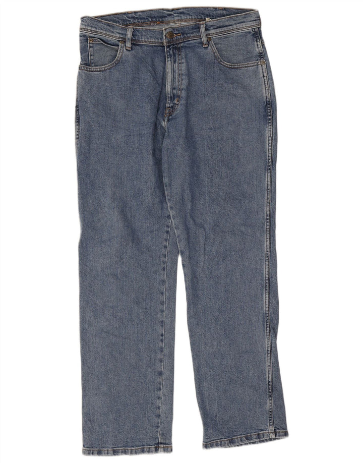 Jeans dritti da uomo Wrangler vestibilità regolare W34 L30 cotone blu
