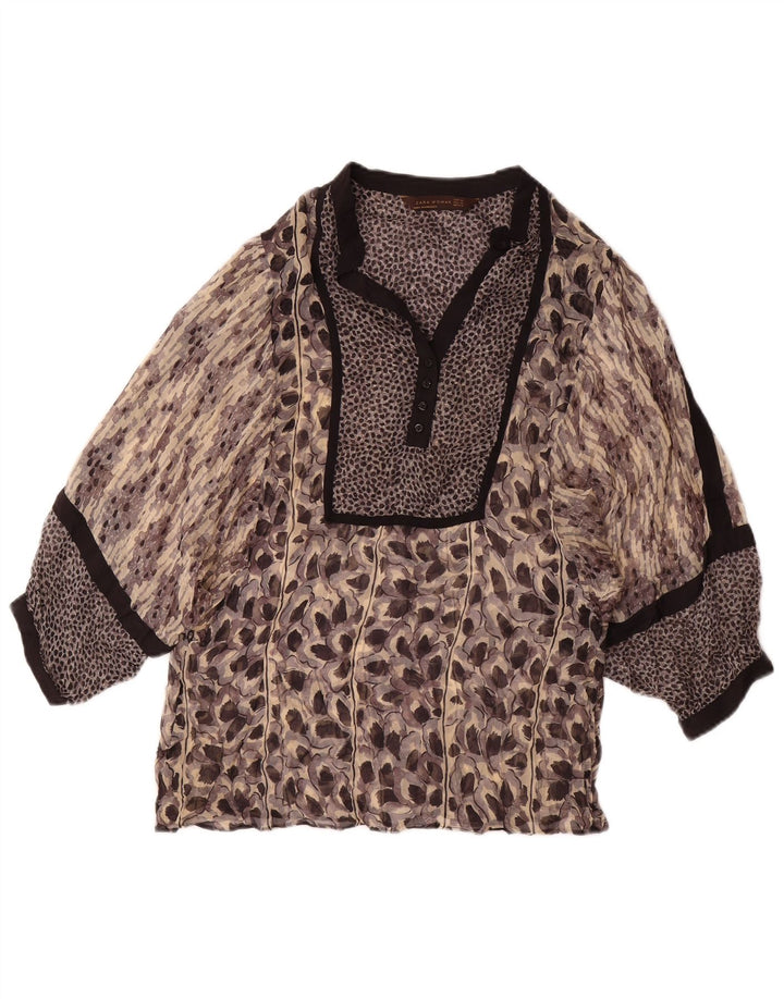 Top Zara da donna con maniche a 3/4, taglia UK 12, stampa animale multicolore media