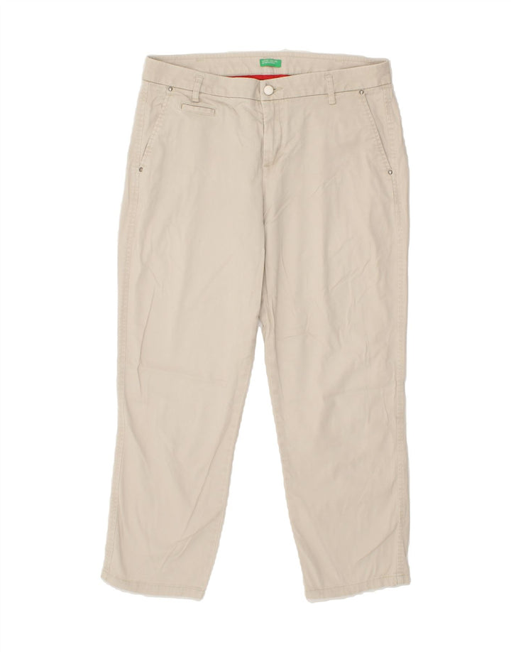 BENETTON Womens Straight Chino Trousers W32 L26 Beige Vintage Benetton and Second-Hand Benetton from Messina Hembry 