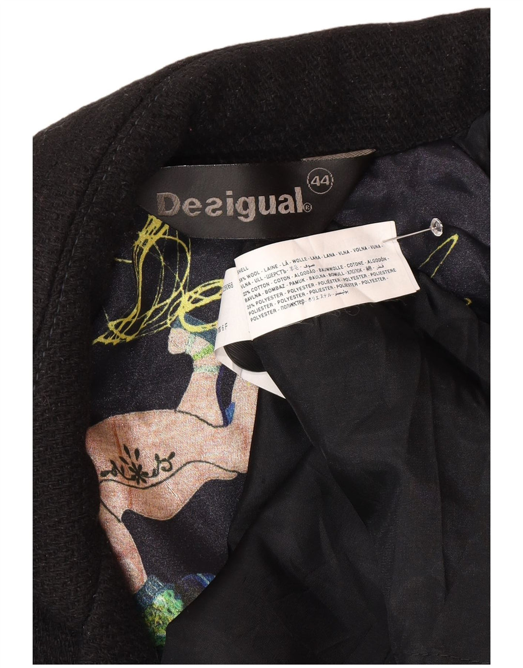 Soprabito da donna Desigual EU 44 XL lana floreale nera
