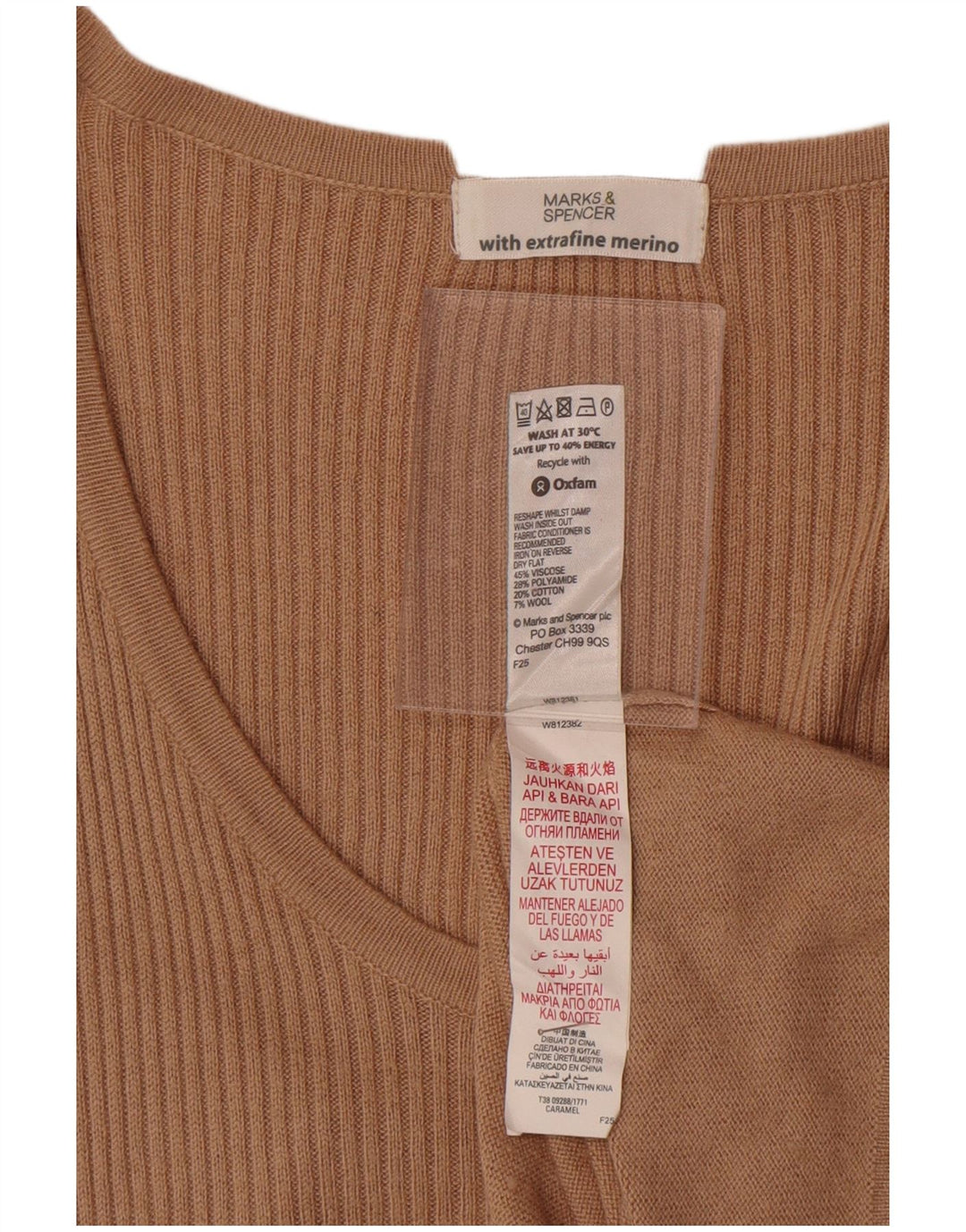 Abito maglione da donna Marks & Spencer UK 14 Viscosa beige medio