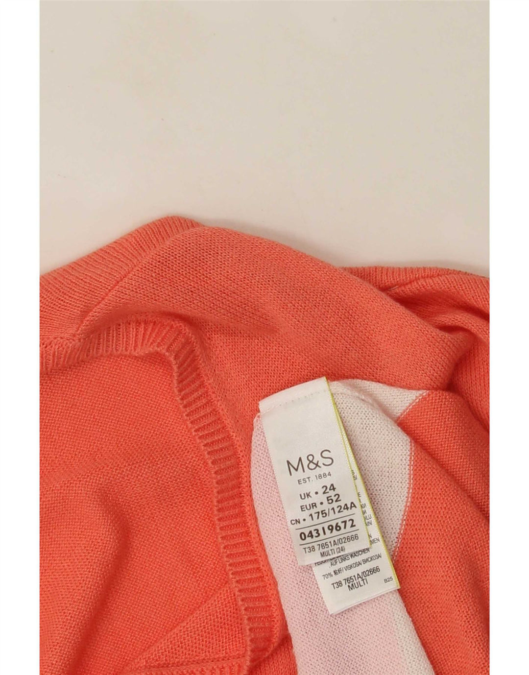 Maglione maglione con scollo a V da donna Marks & Spencer UK 24 4XL multicolore