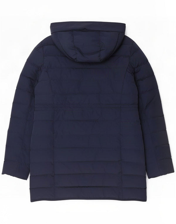 Jaeger Cappotto imbottito con cappuccio da donna UK 14 Large Blu Navy Poliestere