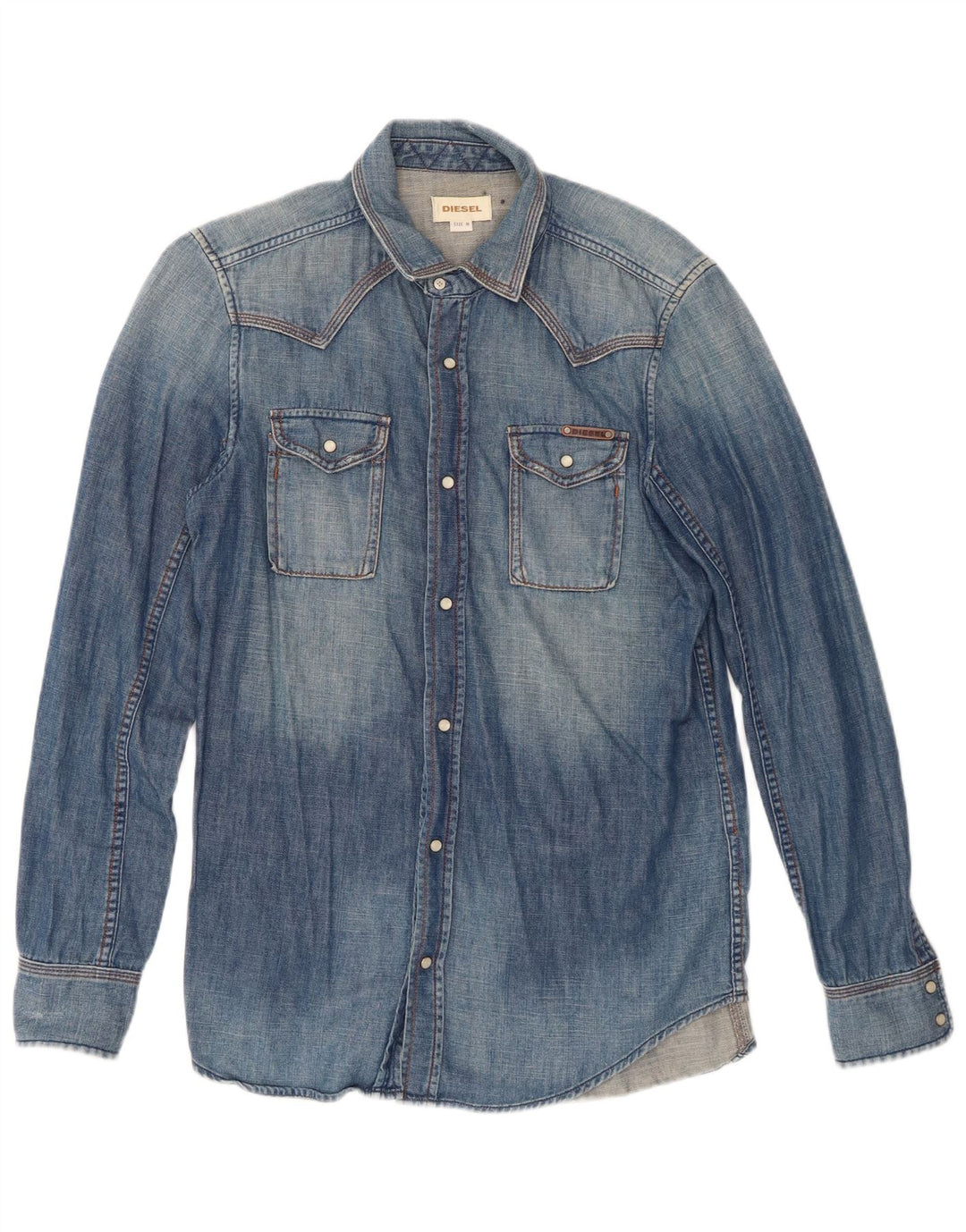 Camicia di jeans da uomo Diesel in cotone blu medio