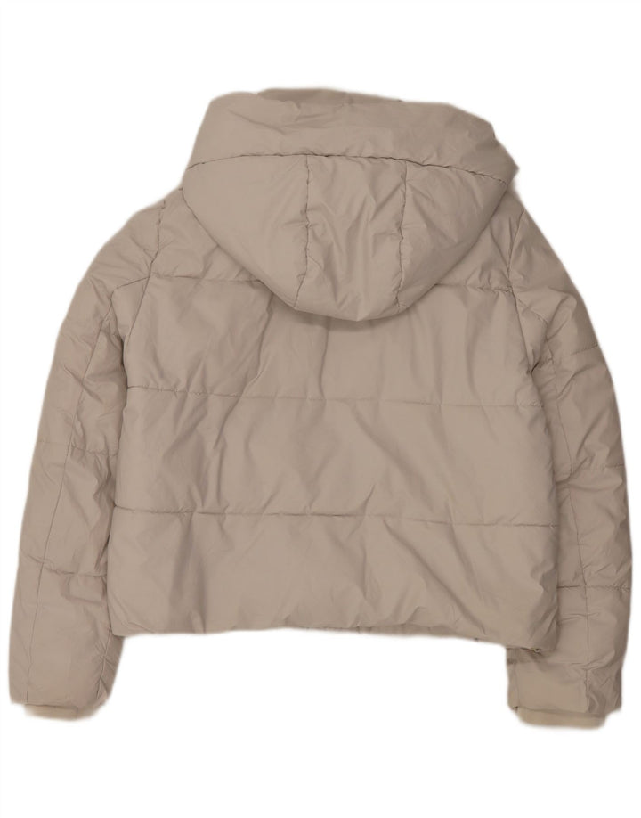 Giacca imbottita con cappuccio da donna Zara UK 16 grande poliestere bianco