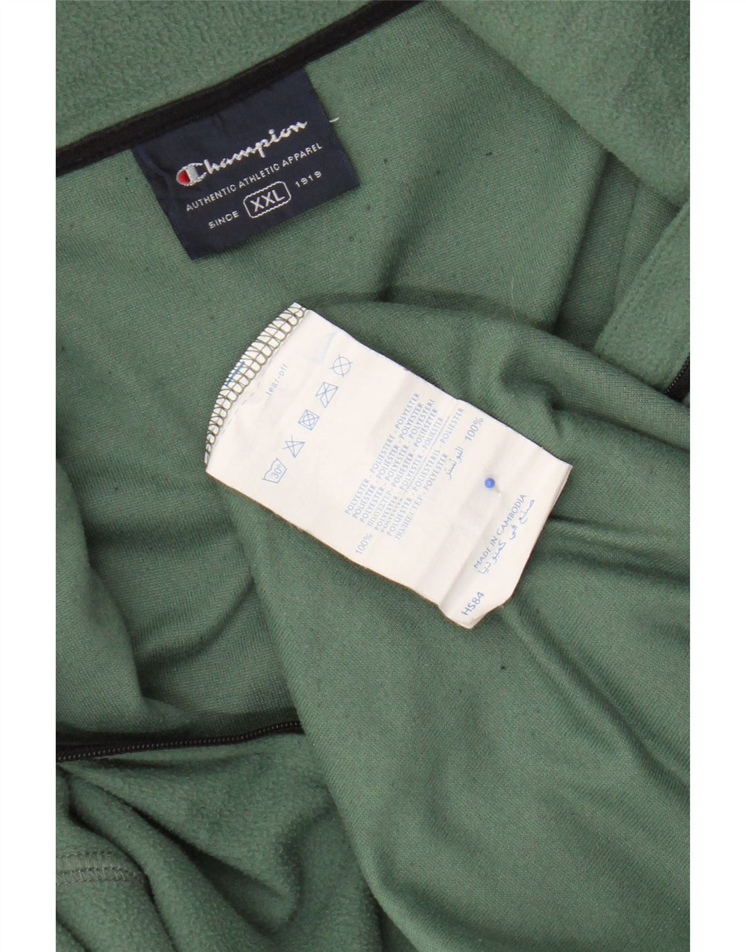 Maglione in pile da uomo con zip e collo Champion 2XL verde poliestere