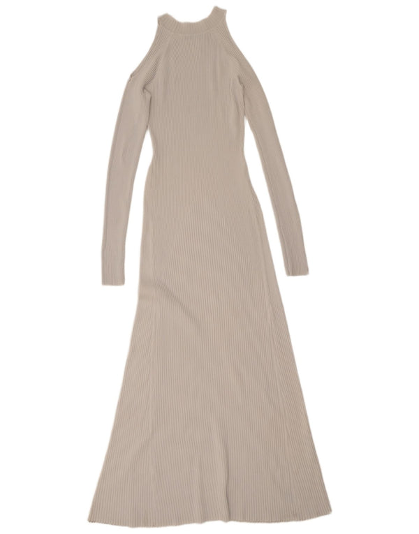 Vestito lungo Zara da donna a maniche lunghe con spalle scoperte UK 12 Viscosa grigio medio