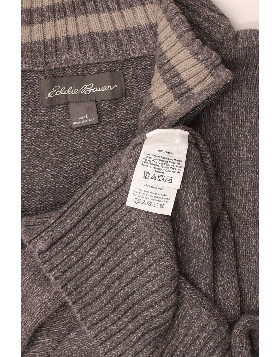 Eddie Bauer Maglione da uomo con zip sul collo, grande cotone chiazzato grigio
