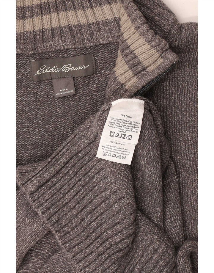 Eddie Bauer Maglione da uomo con zip sul collo, grande cotone chiazzato grigio