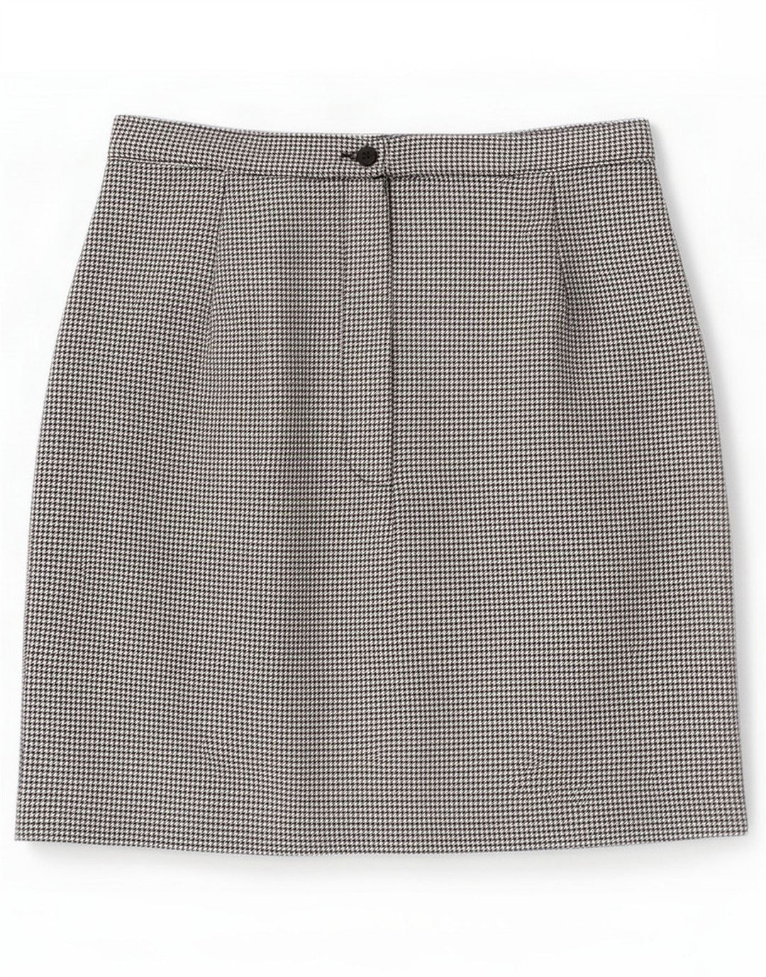 Minigonna vintage da donna IT 42 media W26 poliestere pied de poule nero