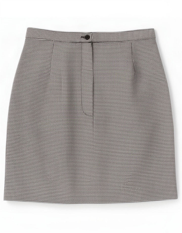 Minigonna vintage da donna IT 42 media W26 poliestere pied de poule nero