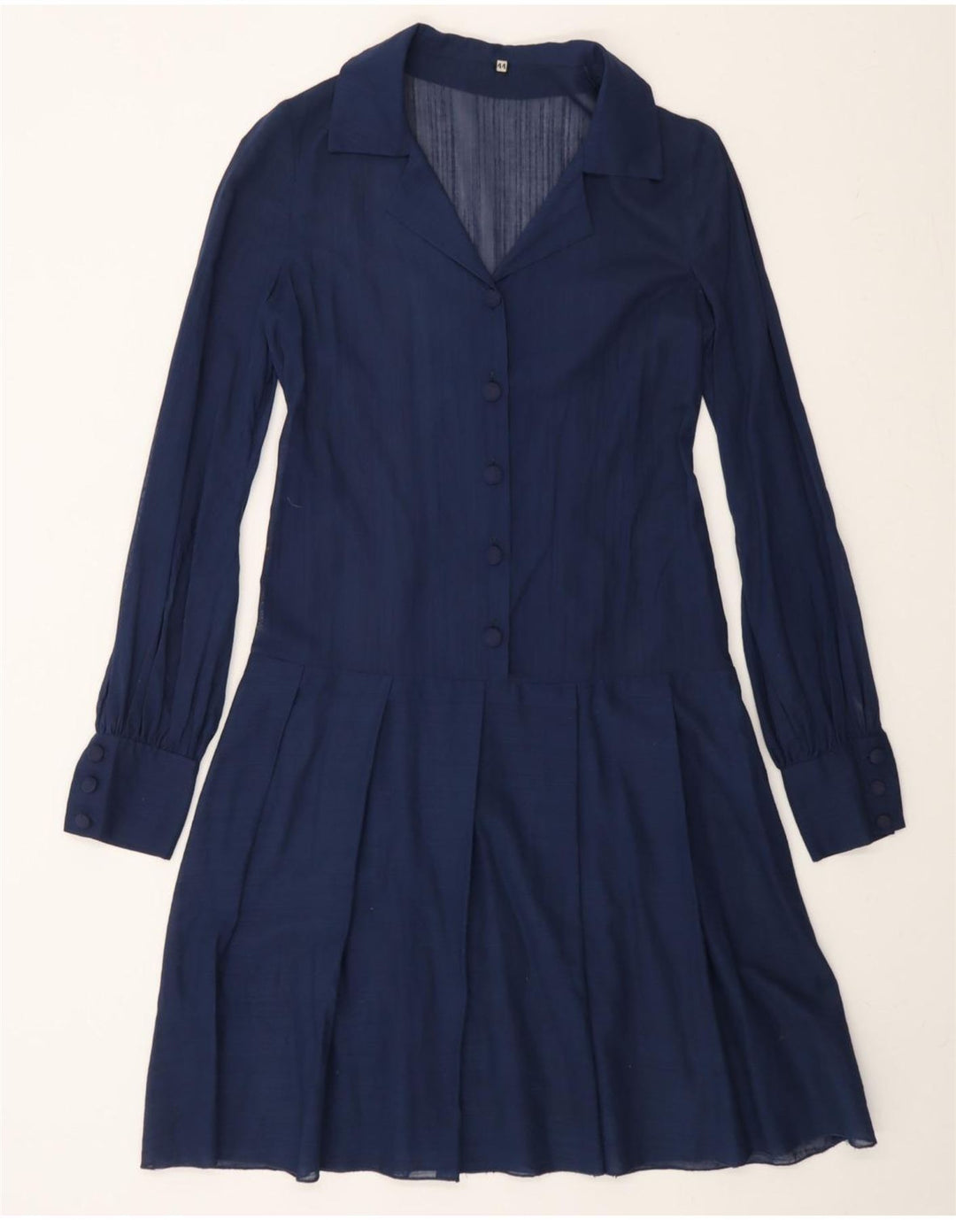 VINTAGE Womens Pullover Shirt Dress IT 44 Medium Navy Blue Vintage Vintage and Second-Hand Vintage from Messina Hembry 