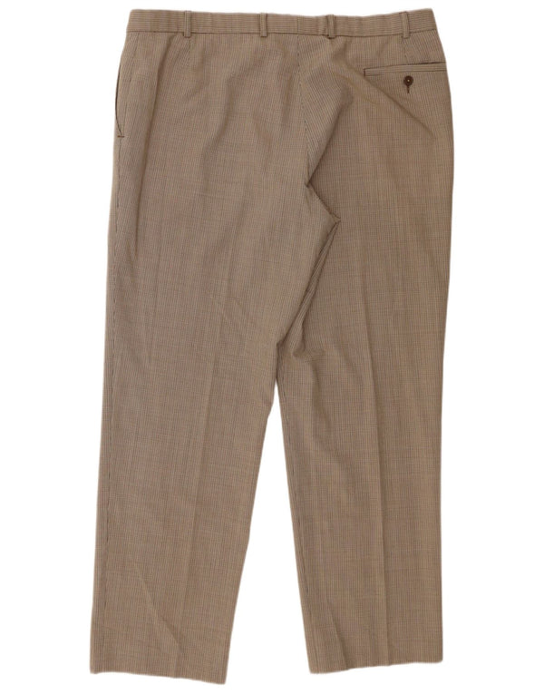 Pantaloni da abito dritti da uomo Marks & Spencer W40 L31 pied de poule beige