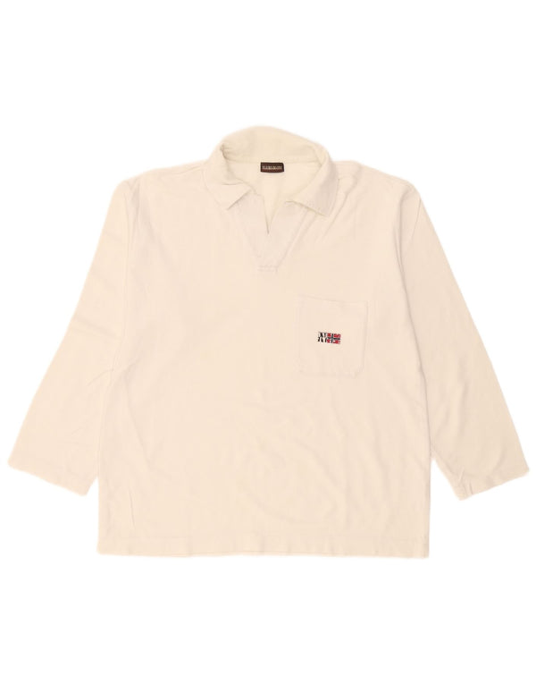 Polo da uomo a maniche lunghe Napapijri XL in cotone bianco