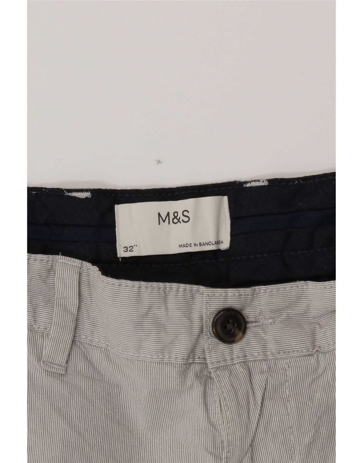 Pantaloncini chino da uomo Marks & Spencer W32 cotone gessato grigio medio