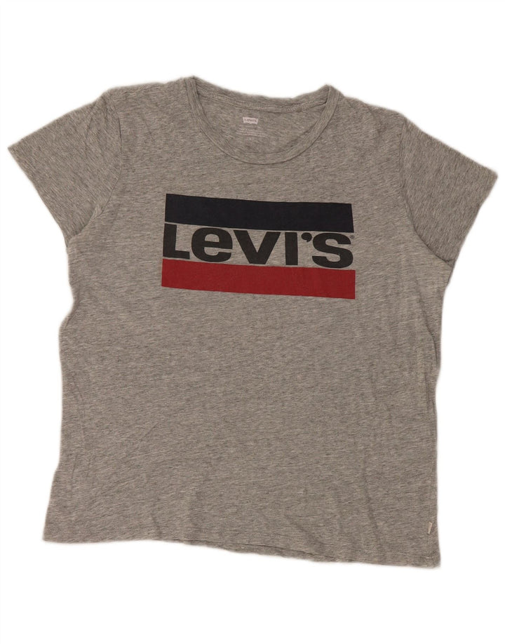 T-shirt grafica da donna Levi's Top UK 14 Cotone grigio medio