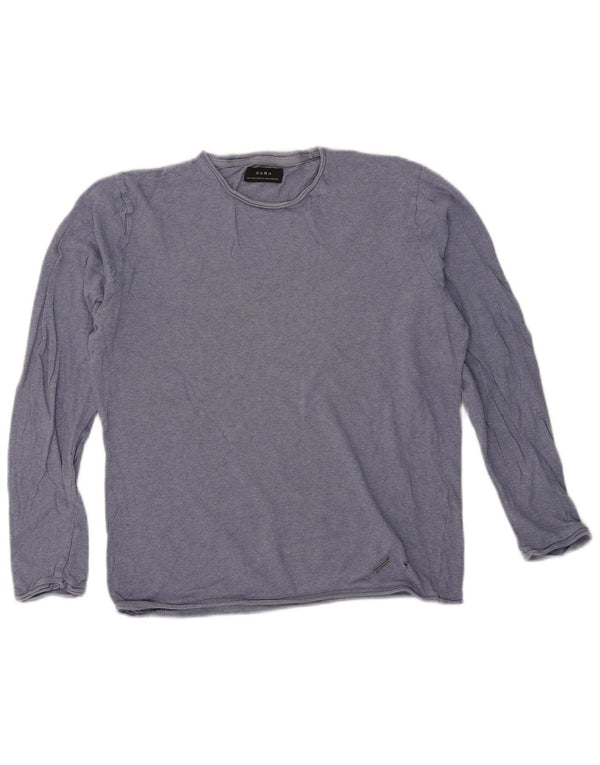 Top Zara da donna a maniche lunghe UK 14 blu medio