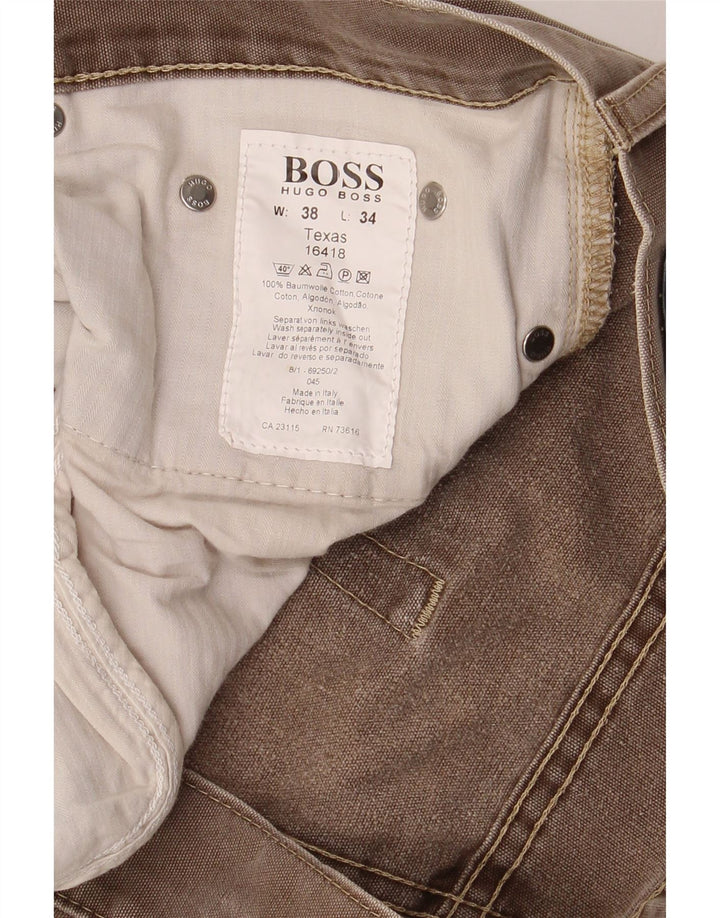 Jeans cropped da uomo HUGO BOSS W38 L25 cotone marrone