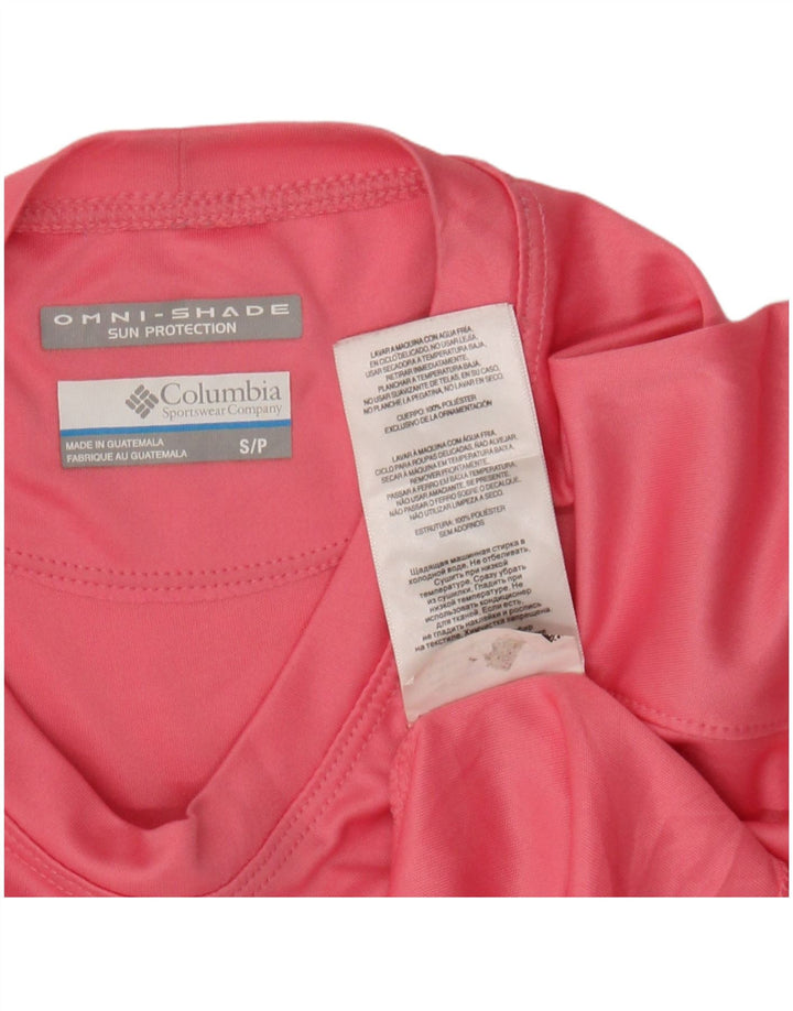 COLUMBIA Mens Omni-Shade Graphic Top Long Sleeve Small Pink Polyester