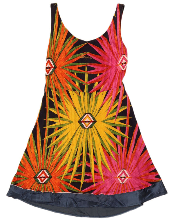 Desigual Abito da donna senza maniche a trapezio UK 10 Piccolo floreale multicolore