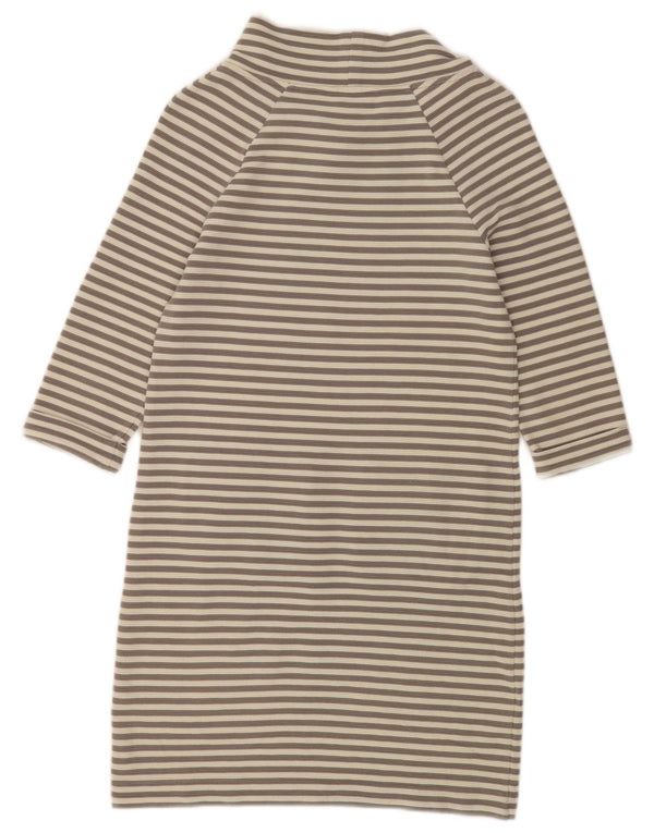 Boden Womens 3/4 Sleeve Jumper Dress UK 8 Small Grey Striped Cotton