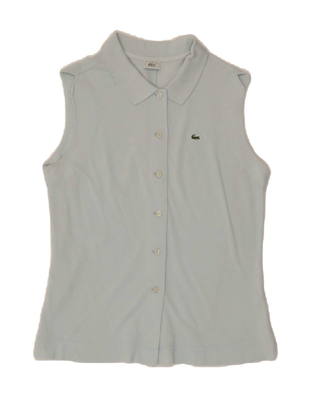 LACOSTE Womens Sleeveless Shirt Size 44 Large Blue Cotton Vintage Lacoste and Second-Hand Lacoste from Messina Hembry 