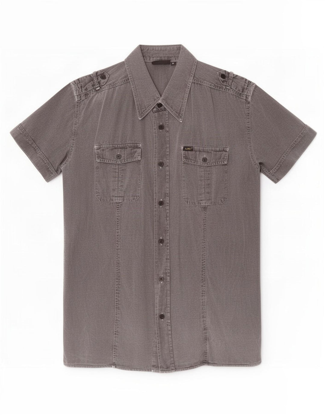 Camicia militare a maniche corte da uomo Lee in cotone grigio medio