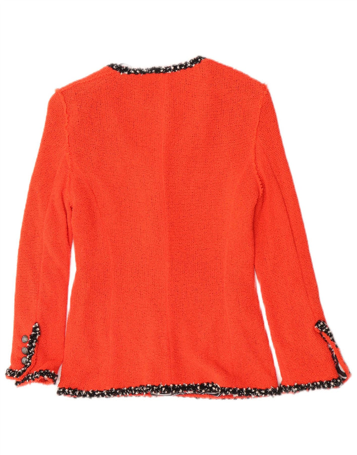 Giacca blazer a 4 bottoni lavorata a maglia da donna Zara UK 12 cotone arancione medio
