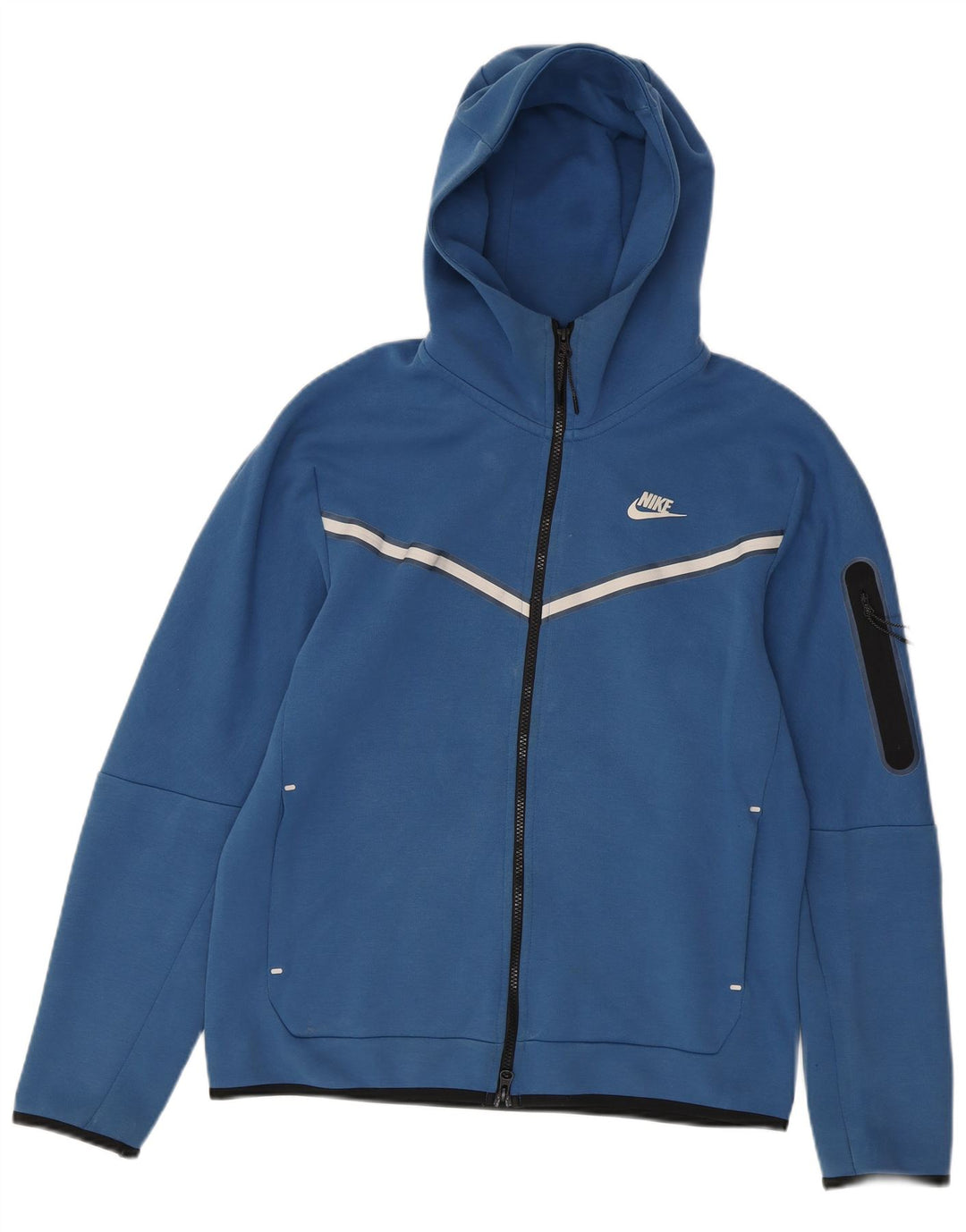 NIKE Felpa con cappuccio e zip da uomo in cotone color block blu medio