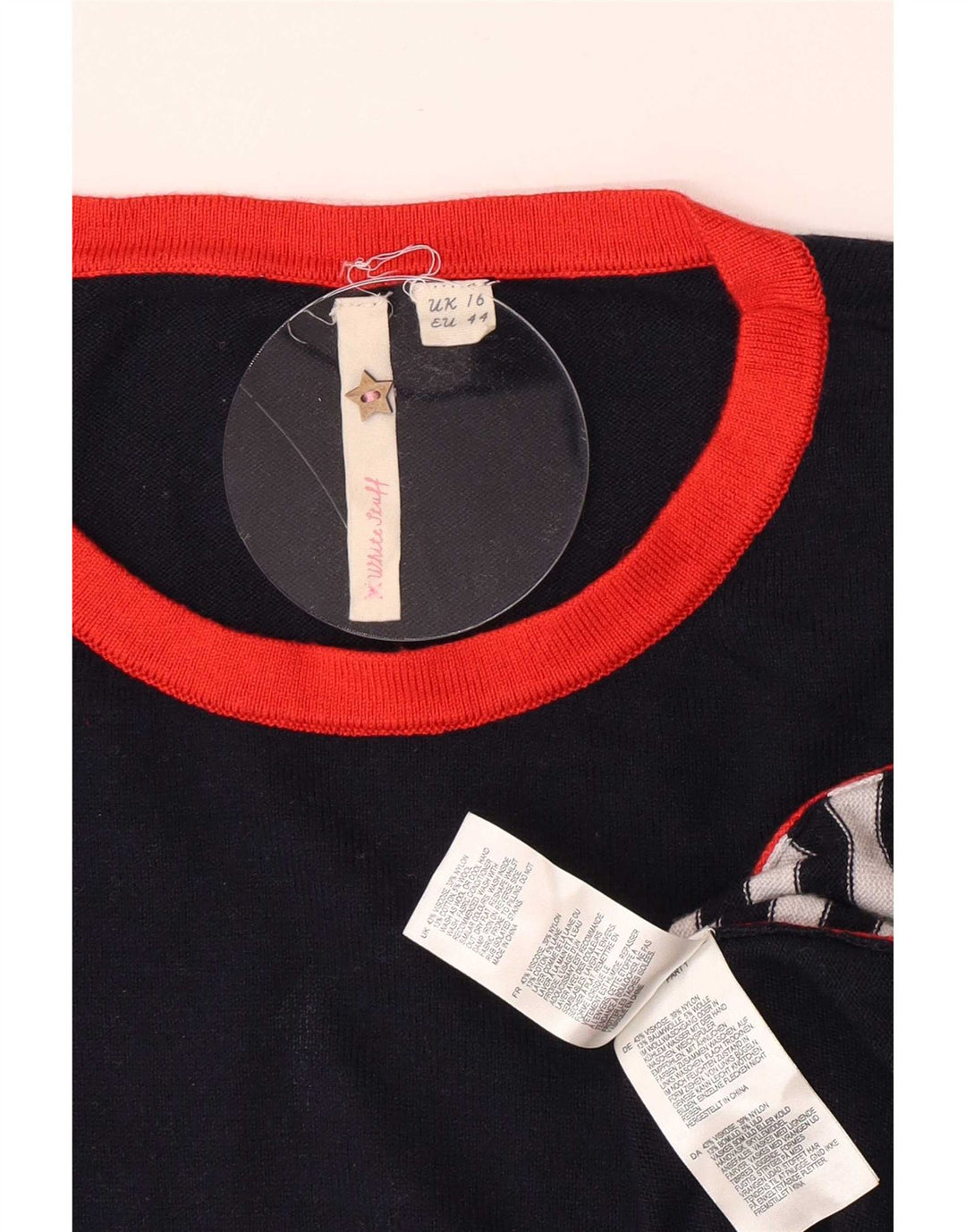 Maglione maglione con scollo a barca da donna di White Stuff UK 16 grande blu navy