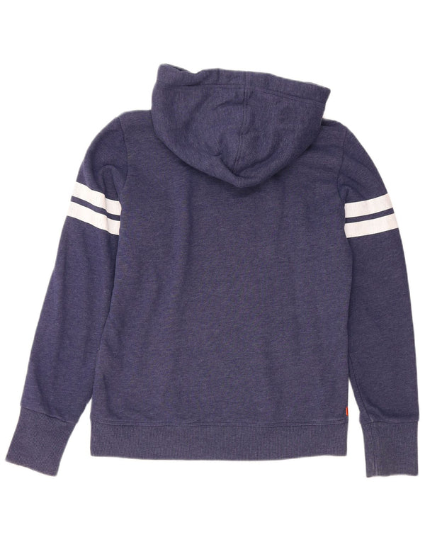 Felpa con cappuccio grafica da donna Superdry UK 12 cotone a righe blu navy medio