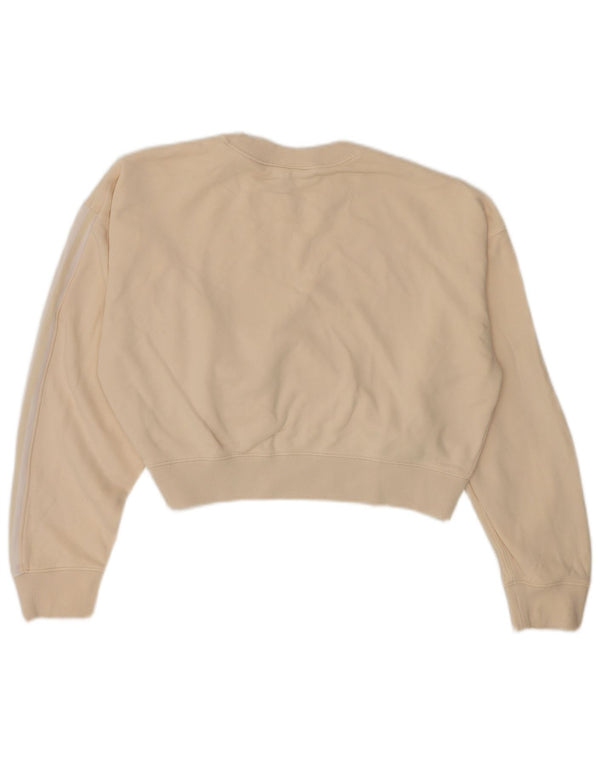 Felpa oversize corta Adidas da donna, maglione, UK 10, piccola, cotone beige